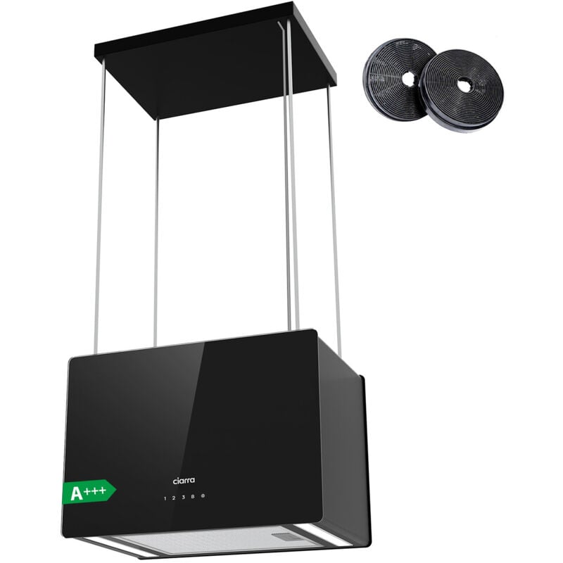 CD4850B 700 m3/h a+++ Dunstabzugshaube 48cm Inselhaube Booster wifi- app Touch-Steuerung Wi-Fi App Insel Freihangend Umluft Schwarz - Ciarra