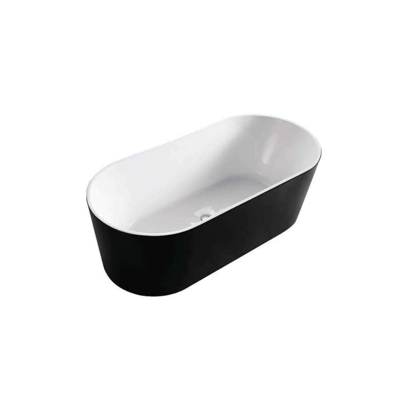 Cleo – insel badewanne – Design und komfortable Badewanne – Acryl – Pflegeleicht – Weiß und Mattschwarz – 80 x 170 x 58 cm