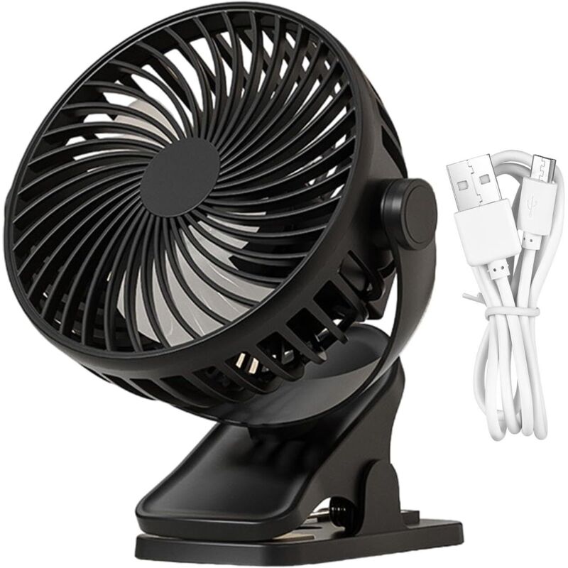 Clip-on-Ventilator, Clip-on-Ventilator fürs Bett, tragbarer Kinderwagen-Ventilator mit solider Konstruktion – kleiner wiederaufladbarer effizienter