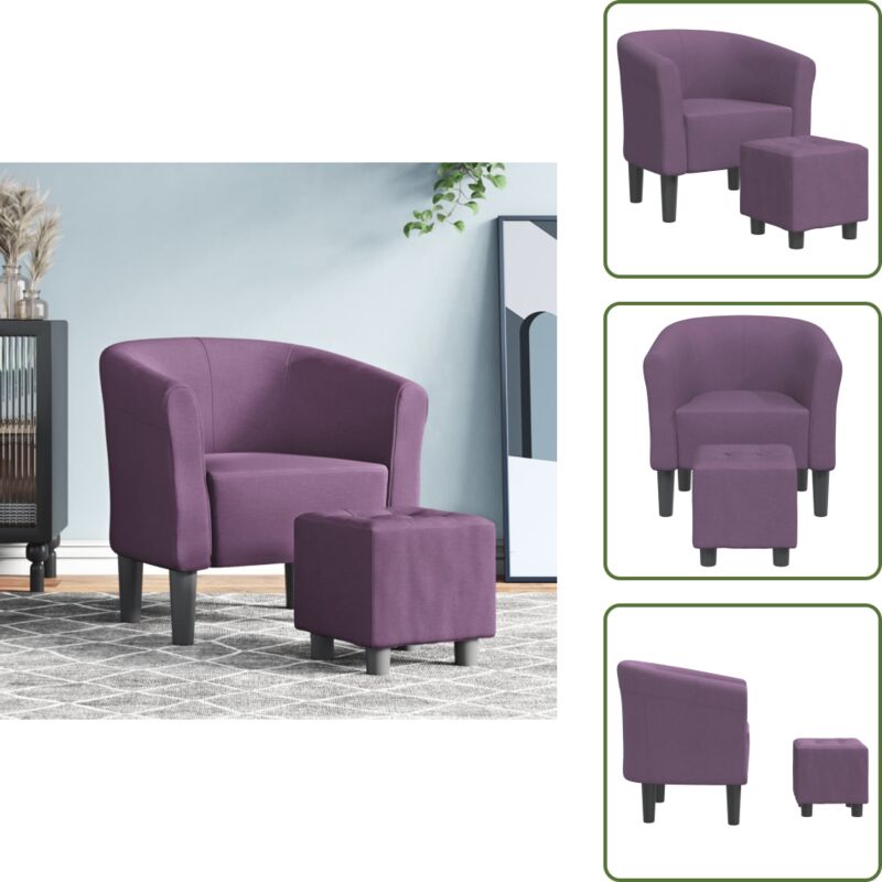 Clubsessel mit Fußhocker Lila Stoff - Moderner Sessel - Akzentstuhl - Lounge Chair - Gemütlicher Sessel - Violetter Sessel