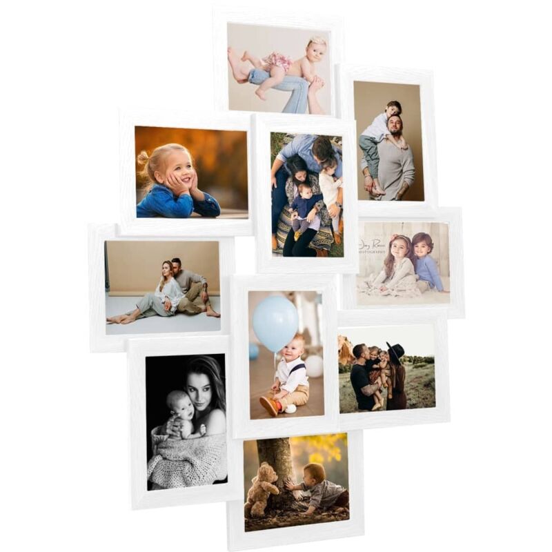 Collage Bilderrahmen für 10x(13x18 cm) Fotos Weiß mdf Vidaxl