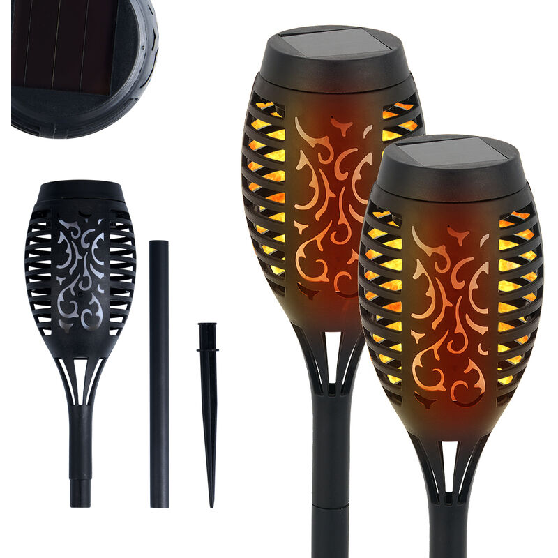 COMELY 2 Pack Solarleuchte Outdoor Flamme, Solar Garten Taschenlampe, IP65 wasserdicht LED Lichter Für Garten, Veranda, Rasen