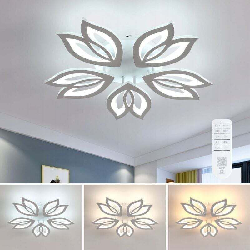 Comely - Dimmbare LED-Deckenleuchte, 37 w, 3000–6500 k, mit Fernbedienung, kreatives 5-Blüten-Design, moderne Deckenleuchte für Schlafzimmer,