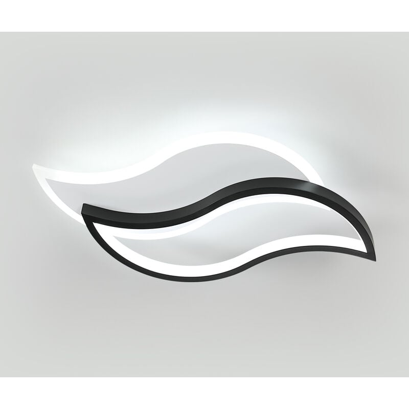 Comely - Moderne LED-Deckenlampe, 28W 2800LM LED-Kronleuchter Schwarz, Kreatives Blattdesign, Acryl-Deckenlampe für Schlafzimmer, Wohnzimmer,