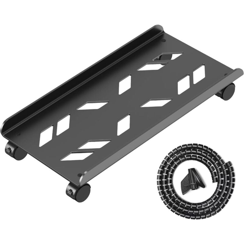 Computer-Tower-Ständer, belüfteter, mobiler CPU-Ständer, kompatibel mit den meisten Computer-Towern, Desktop-CPU-Ständer aus Stahl mit Lenkrollen,