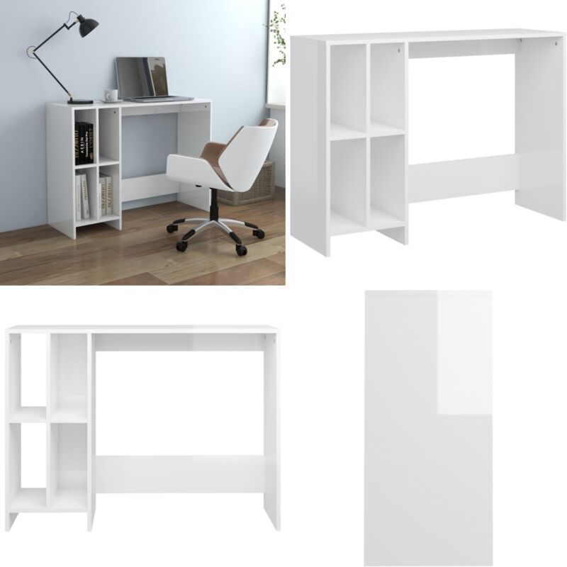 Vidaxl - Computertisch Hochglanz-Weiß 102,5x35x75 cm Holzwerkstoff - Computertisch - Schreibtisch - Homeoffice - Arbeitsplatz - Weißer Schreibtisch