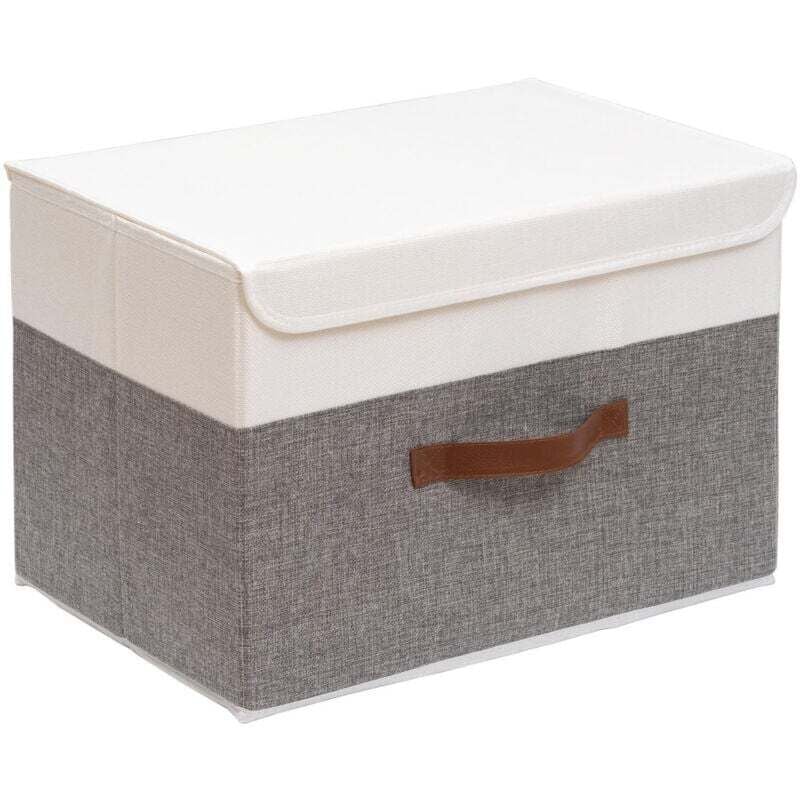 Contenitore portaoggetti pieghevole, cestino organizer a cubo, scatola in tessuto con coperchio, lavabile e manico in pelle, per casa, armadio,