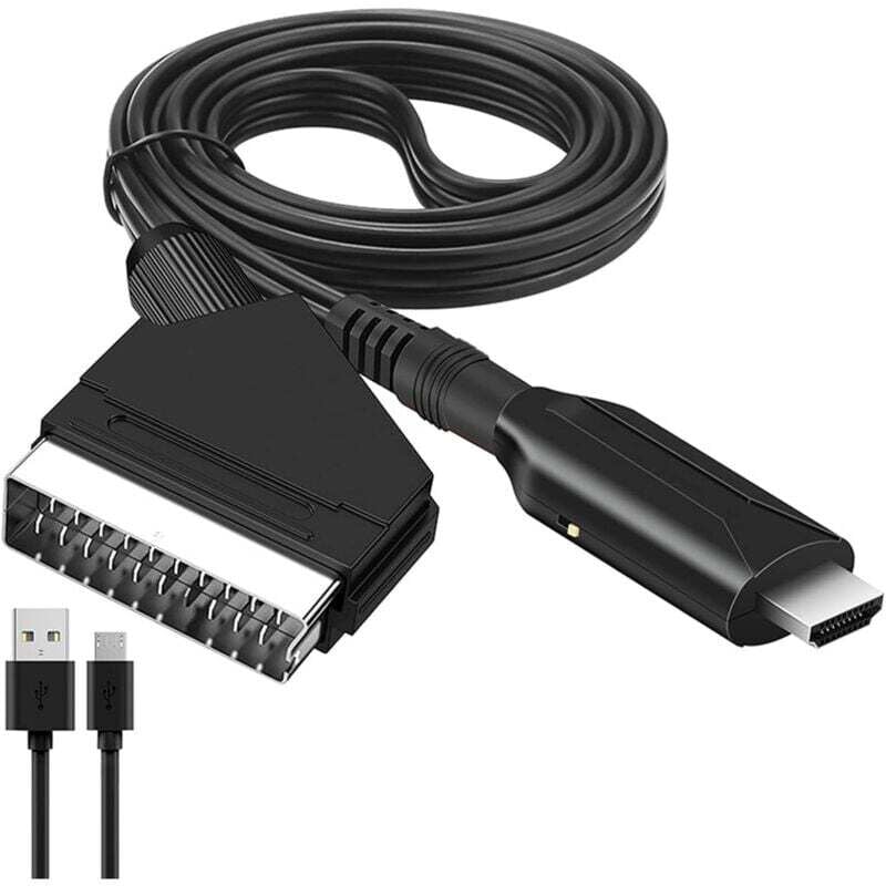 Convertisseur Péritel Scart Vers HDMI Avec Câble Pour TV Full HD 1080P Lecteur DVD Xbox PS3