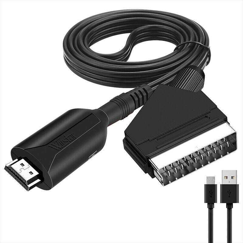 Scart-auf-HDMI-Konverter, Audio-Video-Adapter für HDTV/DVD/Set-Top-Box/PS3/PAL/NTSC FDC