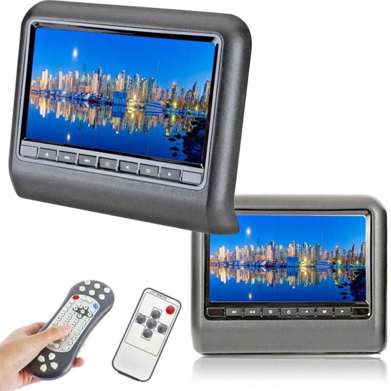 Trade Shop - paar 9-ZOLL-AUTO-KOPFSTÜTZE dvd av-monitor universal-monitor usb sd av -