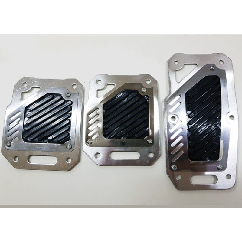 Trade Shop - Pedalauflagen Chrom Stahl Schwarz WS1566 Sportwagen Tuning Anti-Rutsch Auto -