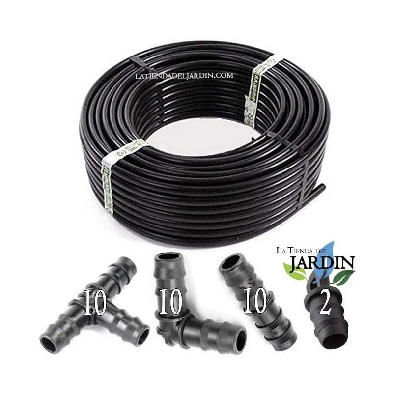 100 m PE-ROHR / Wasserschlauch 16 mm x 1,6 mm - PROFI-QUALITÄT (Solaranlage, Poolbeheizung, Gärten) + 10 Te + 10 Winkel + 10 Lin