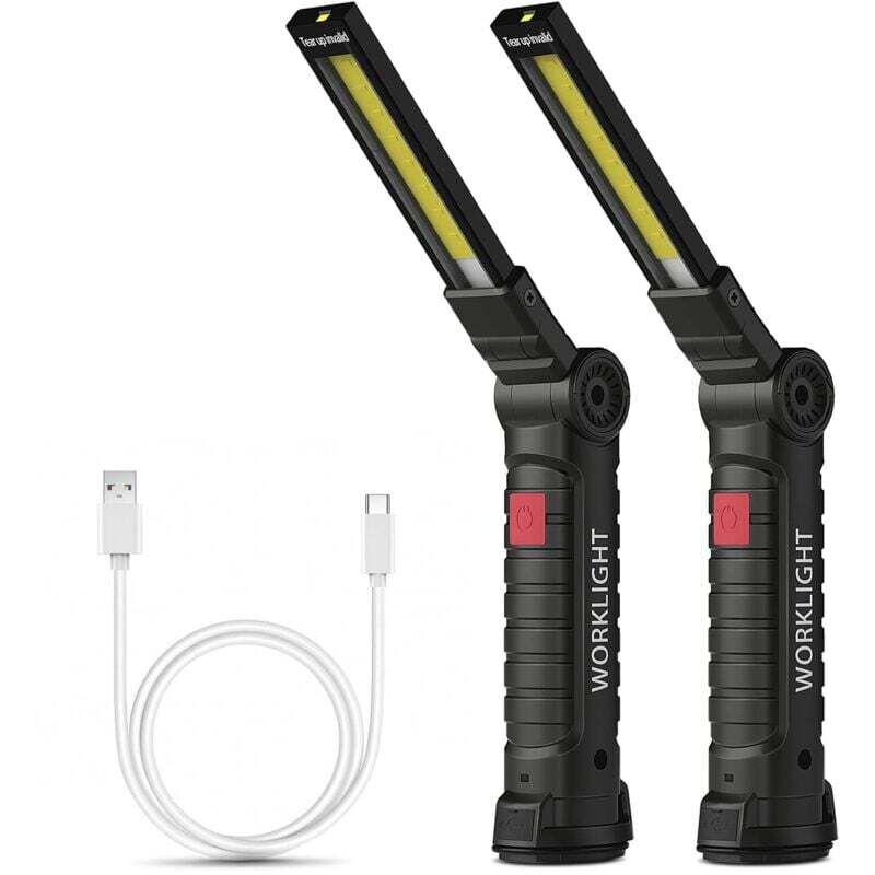 Coquimbo Cadeau Homme, Lampe de Poche Lampe de Travail Wiederaufladbare Lampe Atelier COB Torche avec Base Magnétique 5 Modes Camping Lampe pour