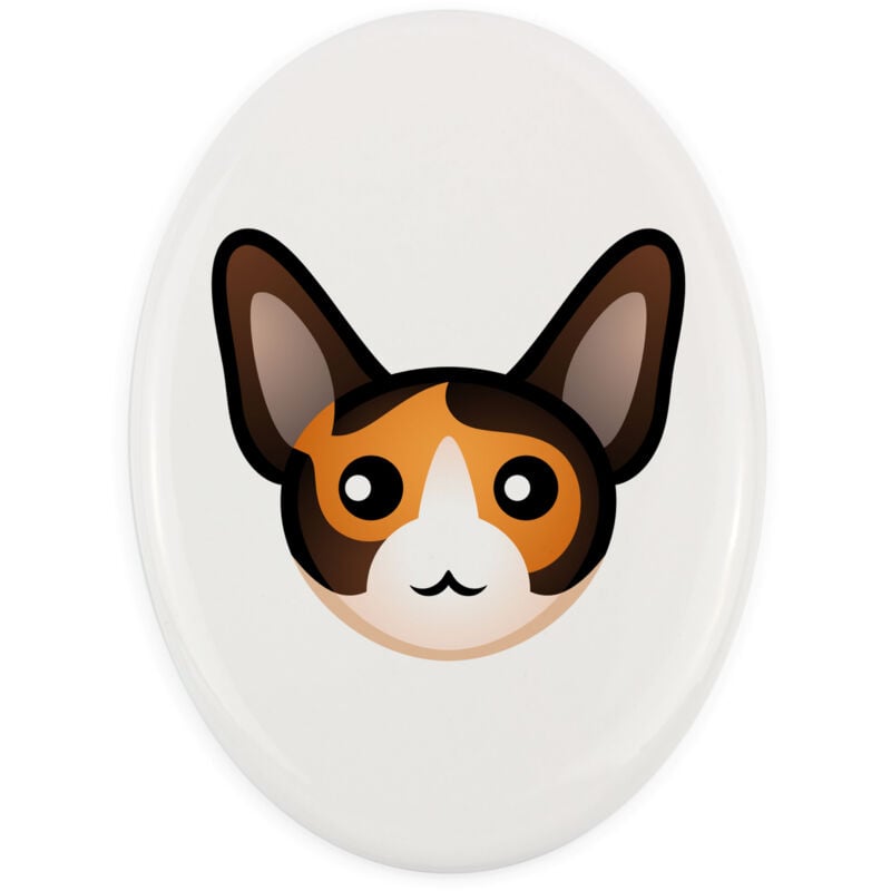 Cornish Rex - Keramik-Grabsteinfliese mit Grafik und Inschrift von Art-Dog