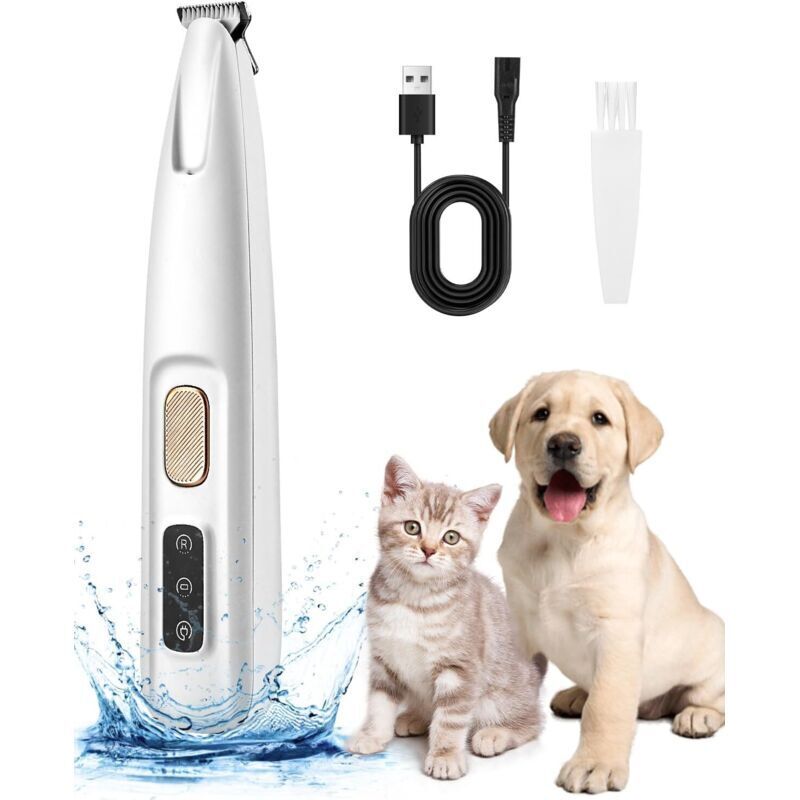 Wiederaufladbarer, leiser Haarschneider mit LED-Licht und USB-Anschluss für Katzen und Hunde