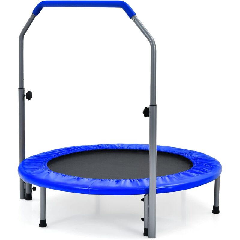 101cm Mini Trampolin mit höhenverstellbarm Haltegriff, faltbar, bis 150kg, Fitness Trampolin, Kindertrampolin - Costway