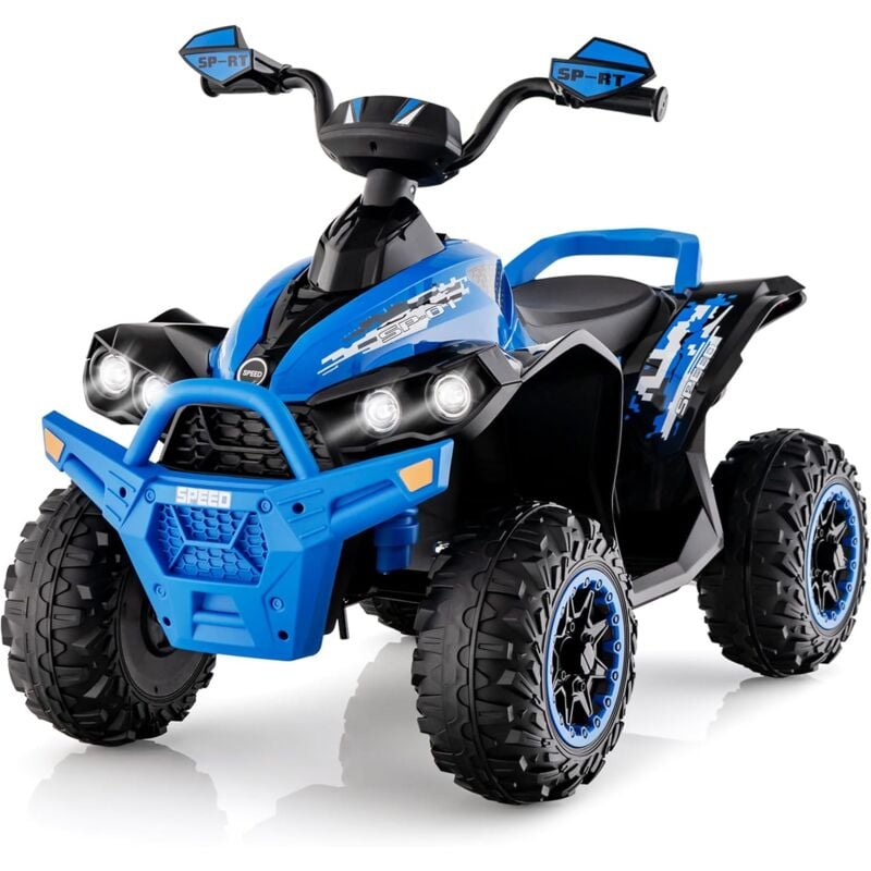 COSTWAY 12V Elektro Kinderquad mit Musik, Hupe & LED Scheinwerfer, Elektroquad, Kinder Quad 2,2-4,3 km/h, für Kleinkinder ab 3 Jahre Blau