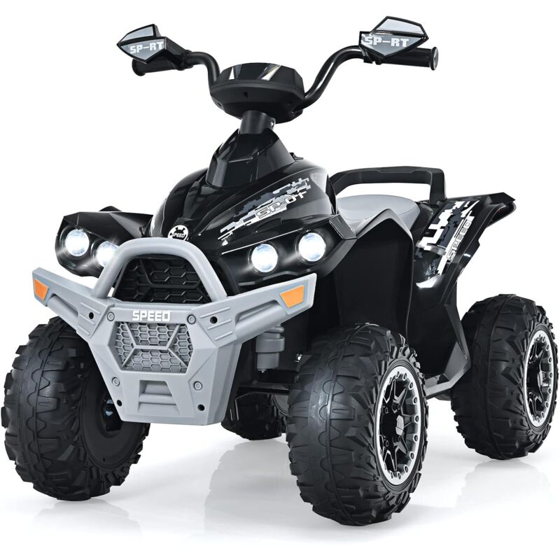 Costway - 12V Elektro Kinderquad mit Musik, Hupe & led Scheinwerfer, Elektroquad, Kinder Quad 2,2-4,3 km/h, für Kleinkinder ab 3 Jahre Schwarz