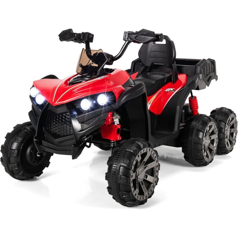Costway - 12V Elektro Kinderquad mit Stauraum, Mini Elektroquad mit LED-Lichtern, 6 Räder Kinder Quad, 3-6 km/h, Elektroauto für Kinder ab 3 Jahren
