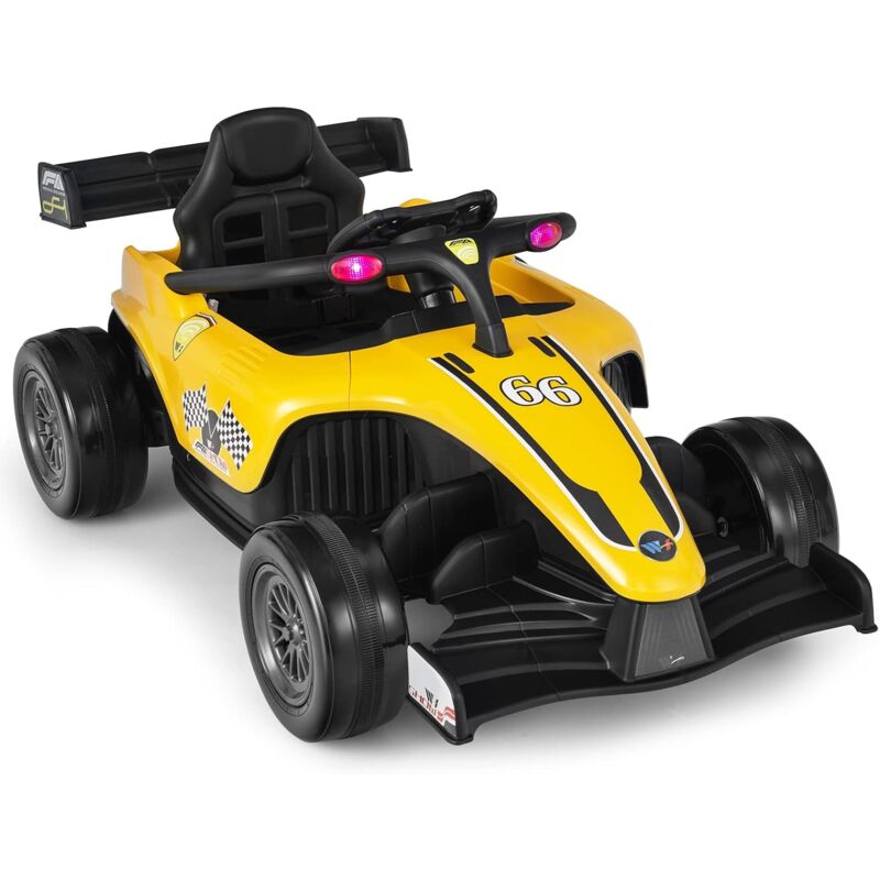 Costway - 12V Kinderauto, elektrisches Rennauto mit Fernbedienung, Federaufhaengung, Sanftanlaufsystem, Musik, Licht, Elektroauto für Kinder von 3-7