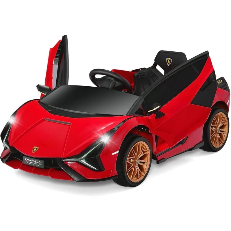 Costway - 12V Lamborghini Kinder Elektroauto mit 2,4G-Fernbedienung, Kinderauto 3-5km/h mit MP3, Radio, Musik und LED-Scheinwerfer, für Kinder von