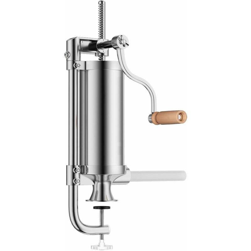 COSTWAY 3L Wurstfueller manuell, Wurstmaschine aus Edelstahl, Wurstfuellmaschine silber, Wurstpresse mit Tischklemme, Wurstspritze inkl. 4 Fuellrohre