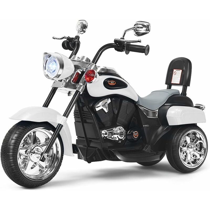 Costway - 6V Elektro Motorrad mit verstellbaren Scheinwerfer, Dreirad Kindermotorrad mit Sound und Hupe, Elektromotorrad 2,5-3 km/h für Kinder ab 3