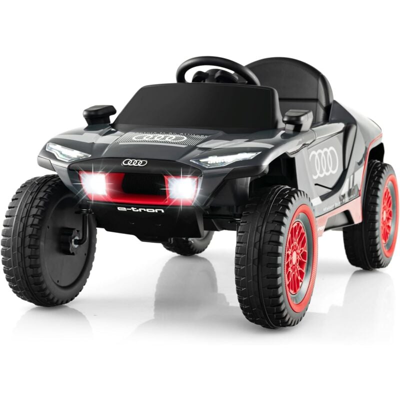 Costway - Audi Elektroauto für Kinder, 12V elektrisches Kinderauto mit Fernbedienung & LED-Lichtern & 4 Federungen, Kinderfahrzeug Elektrofahrzeug