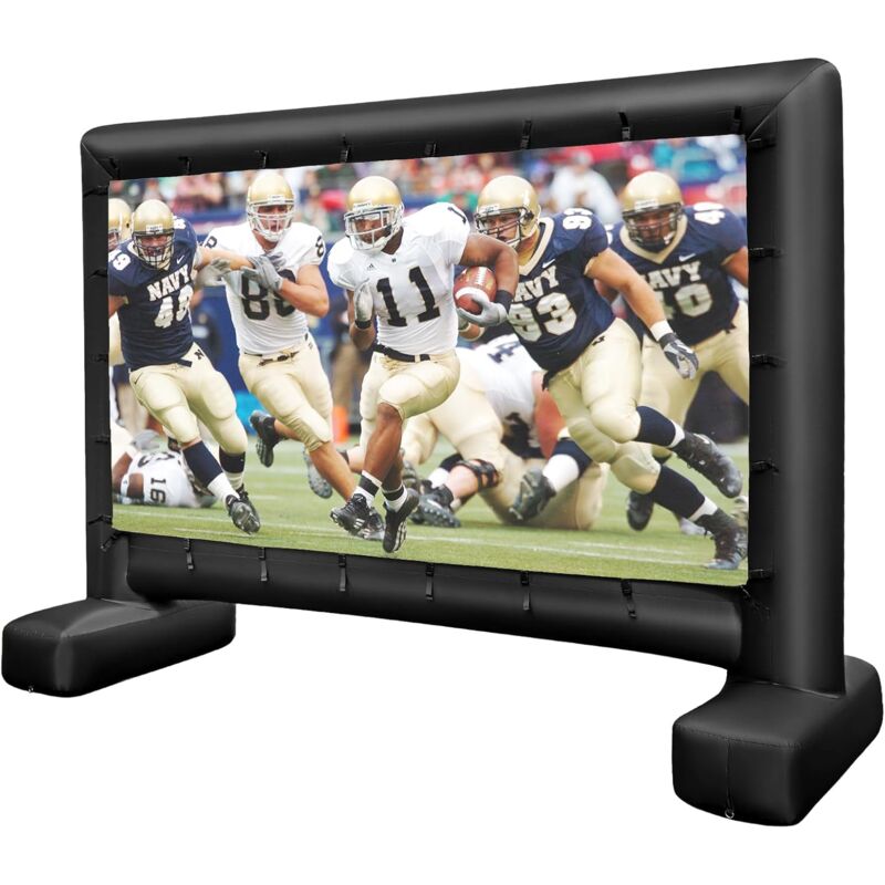 Costway - Aufblasbare Beamer Leinwand, 147 Zoll, Projektor Leinwand mit Gebläse und Erdspieße, 16:9, hd, 4K, doppelseitige Projektionsleinwand für