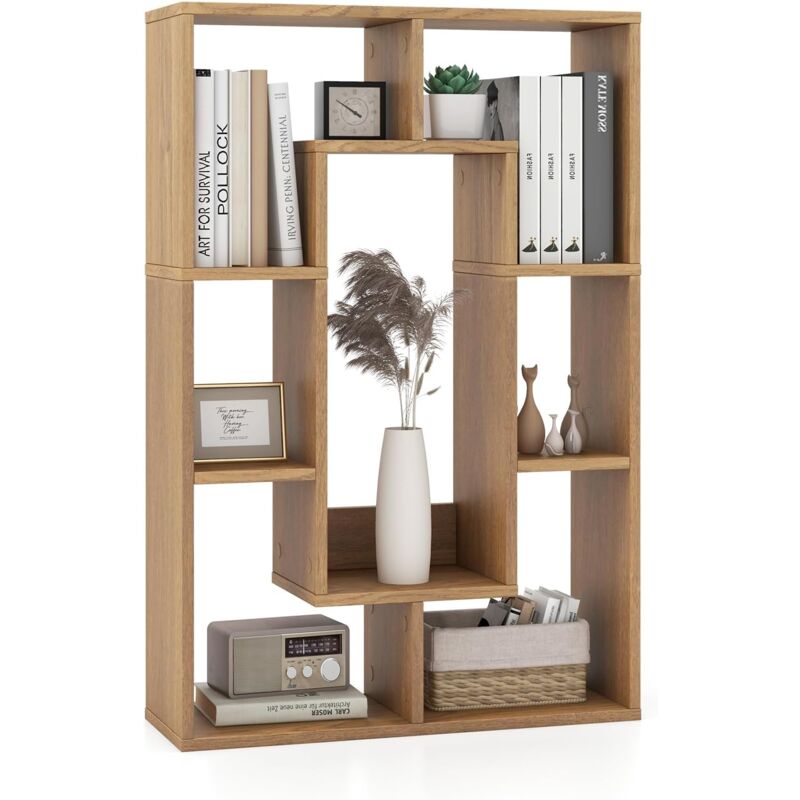 COSTWAY Bücherregal mit 7 Fächern, Standregal, Raumteiler Regal, Würfelregal mit Kippschutz, Aufbewahrungsregal für Wohnzimmer, Arbeitszimmer, Büro,