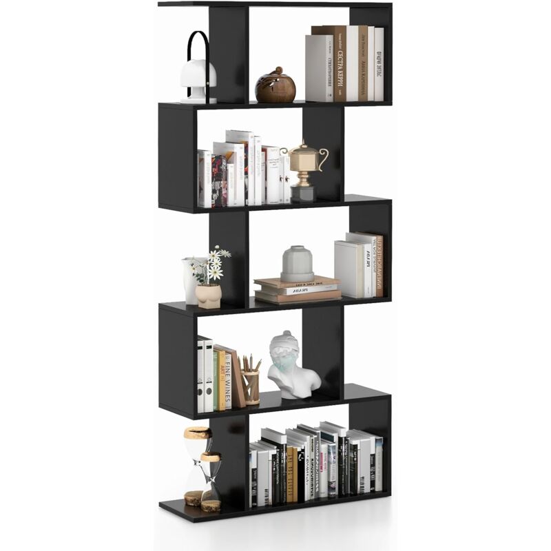 Costway - Bücherregal, Regal mit 5 Ebenen, Standregal aus Holz, Büroregal, Aufbewahrungsregal, Raumteiler Regal für Wohnzimmer, Schlafzimmer, Büro,