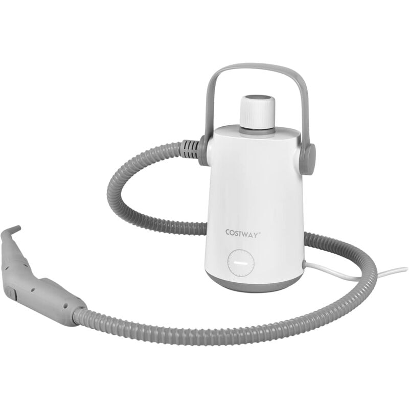 Dampfreiniger Portable Handgerät, 3 Bar max. Dampfdruck, Handdampfreiniger mit 300ml Wassertank, 116cm Schlauch & 3m Kabel & 10 Zubehör Set Grau