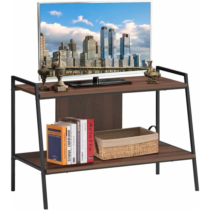 Costway - Fernsehschrank, 2-stufiges TV-Regal, Fernsehtisch für Fernseher bis 32 Zoll, TV-Entertainment-Center für Wohnzimmer, Schlafzimmer, Büro, 89
