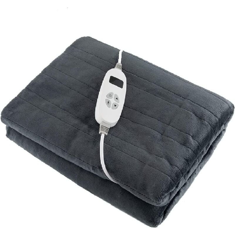 Heizdecke 9 Heizstufen 20-46℃, Beheizbare Flanell Decke 9H Timer, Elektrische Waermedecke für Schlafzimmer Büro Grau, 181x136cm - Costway