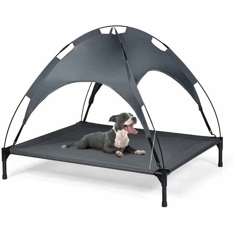Costway - Hundebett mit Baldachin, Hundeliege Garten,Hundekoerbe Hundekoerbe Haustier Liegeplatz draussen, Hundesofa Schlafplatz Outdoor,