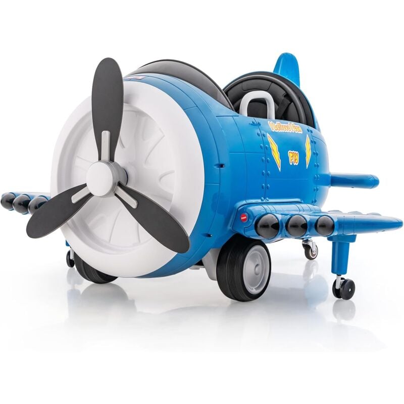 Costway - Kinder Elektroauto im Flugzeug-Look, Elektroflugzeug Aufsitz mit Fernsteuerung, Kinderfahrzeug mit Joysticks & Tragflächen & Propeller,
