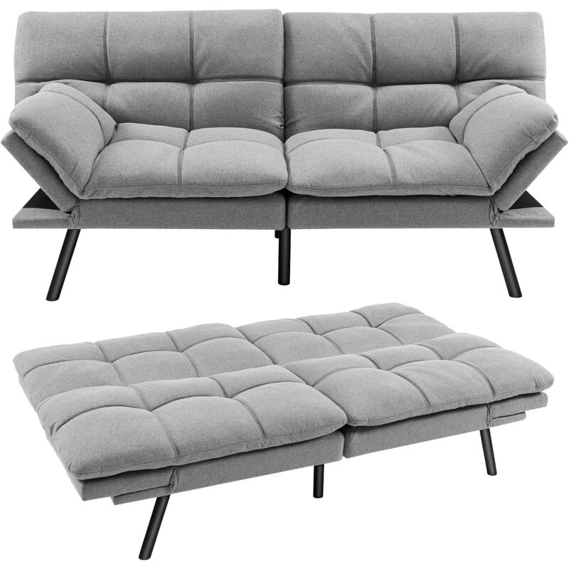 Costway - Klappbares Schlafsofa, Sofa mit Schlaffunktion, umwandelbares Schlafcouch mit Verstellbarer Rückenlehne, Bettsofa mit großer Liegefläche