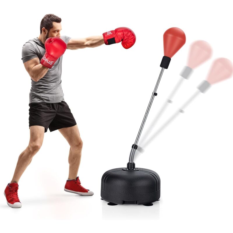 Punchingball 140-158cm höhenverstellbar, Boxsack Set freistehend, Standboxball mit befüllbarem Ständer, Boxset, Box Set inkl. Boxhandschuhe, geeignet