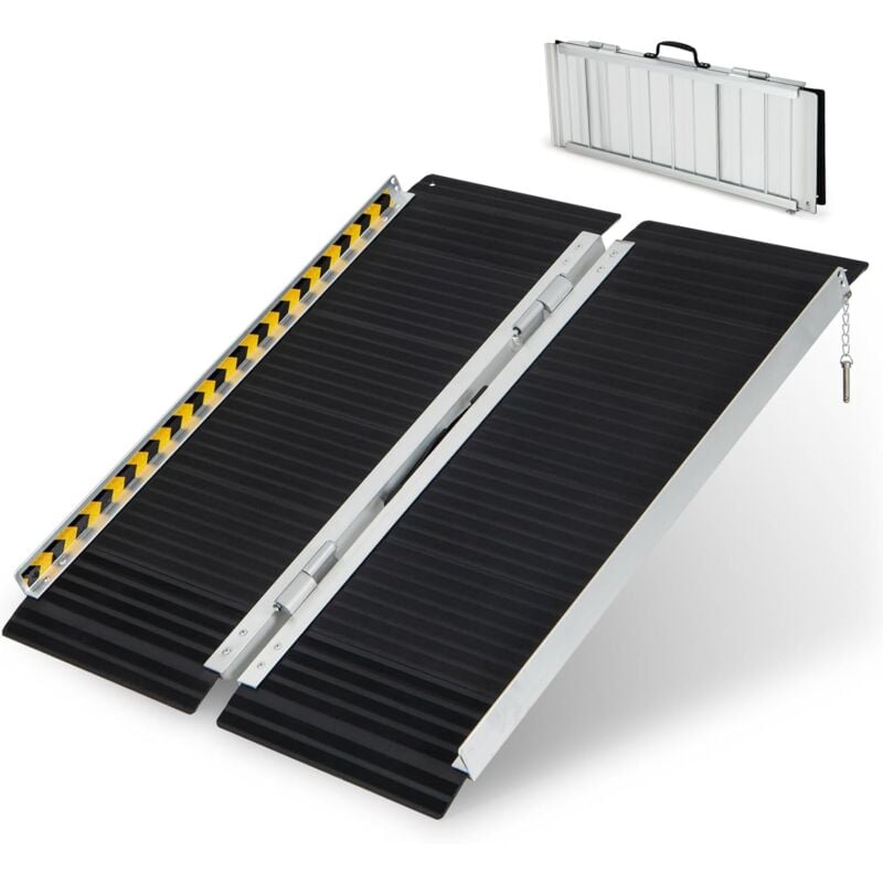 Costway - Rollstuhlrampe 91 cm, Klapprampe Tragbar & Anti-Rutsch bis zu 272KG belastbar, Auffahrrampe Aluminium, Schwellenrampe für Rollstuhl Treppen