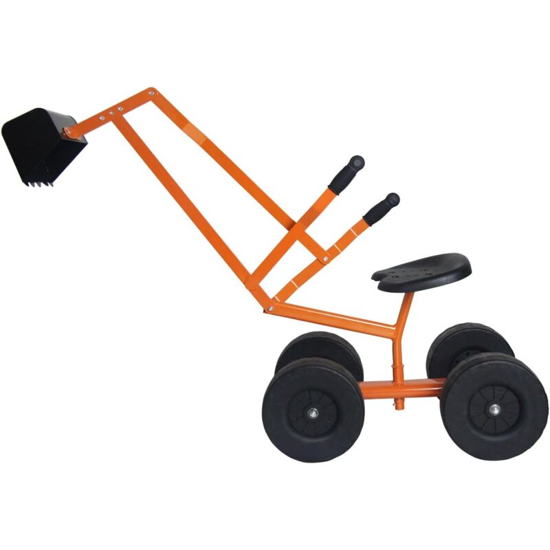 COSTWAY Sitzbagger, Kinderbagger zum Aufsitzen aus Metall, Sandbagger mit Schaufel, Bagger Spielzeug, Schaufelbagger Aufsitzbagger Rutscher Bagger