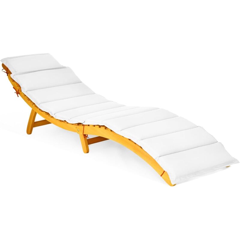 Costway - Sonnenliege Holz, klappbare Gartenliege mit Auflage & klappbarer Kopfstütze, ergonomischer Liegestuhl, Terrassenliege bis 180 kg belastbar,