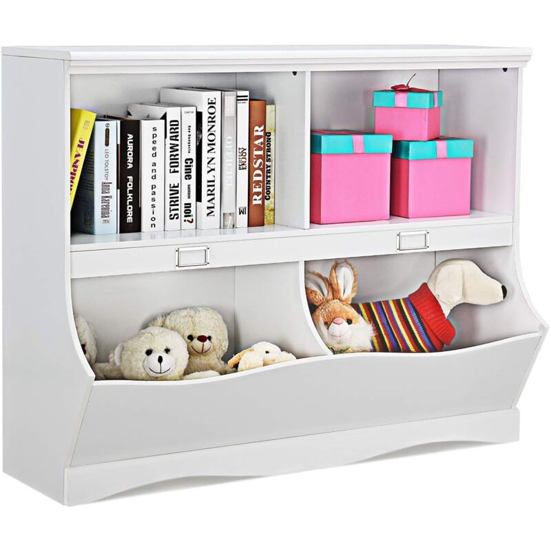 Costway - Spielzeugregal, Bücherregal für Kinder, Kinderregal mit 4 Fächern, Aufbewahrungsregal, Spielzeug-Organizer, für Bücher, Spielzeug,