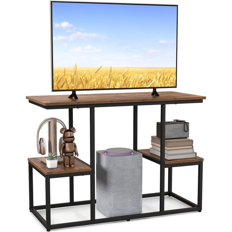 COSTWAY TV-Konsolentisch für 50-Zoll-Fernseher, industrielle Medienkonsole mit offenen Ablagen, TV-Ständer für Wohnzimmer, Schlafzimmer, Flur,
