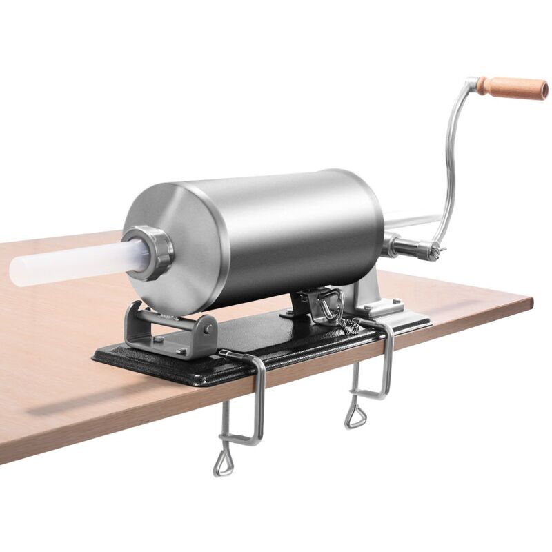 COSTWAY 4,8L Wurstfueller manuell, Wurstmaschine aus Edelstahl, Wurstfüllmaschine silber, Wurstpresse mit Tischklemme, Wurstspritze inkl. 4 Füllrohre