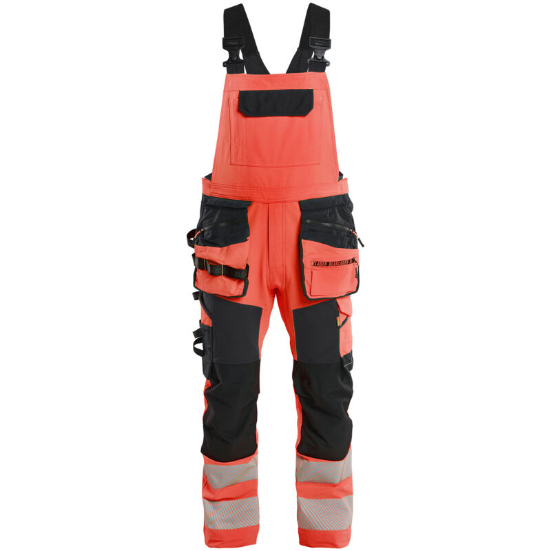 Arbeitslatzhose mit Stretch-Trägern 4D Hochsichtbarkeit 2626 - Rot/Schwarz 44