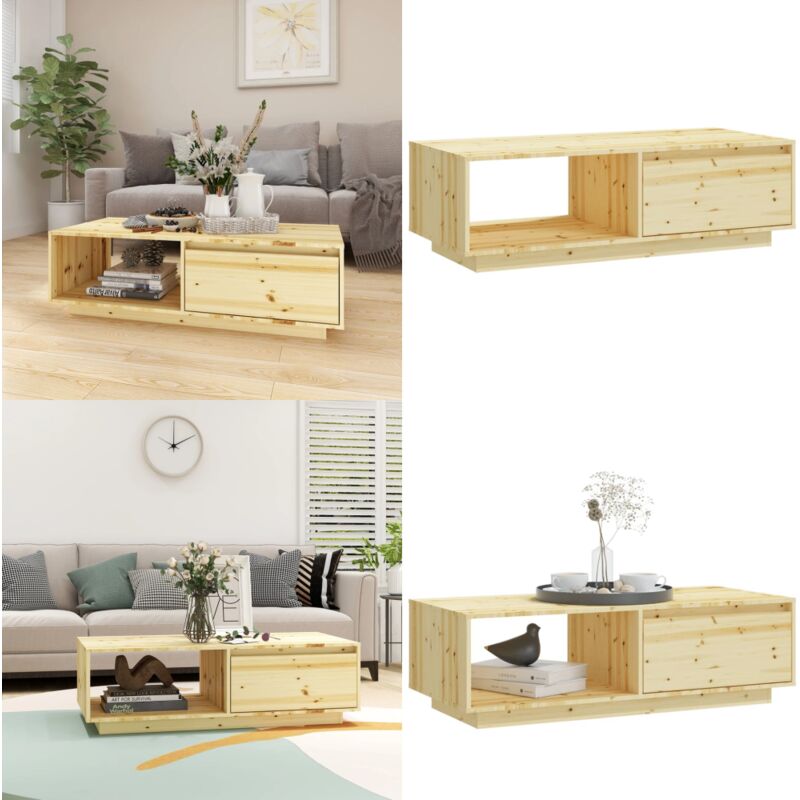 Vidaxl - Couchtisch 110x50x33,5 cm Massivholz Tanne - Holz Couchtisch - Tisch Massiv - Couchtisch Modern - Wohnzimmer Möbel - Beistelltisch - Home &