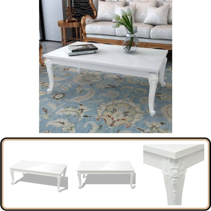 Couchtisch 115×65×42 cm Hochglanz Weiß - Couchtisch - Wohnzimmertisch - Tisch Weiß - Hochglanztisch - mdf Tisch