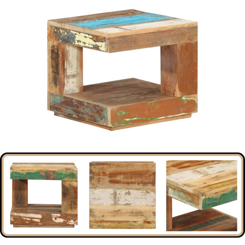 Couchtisch 45x45x40 cm Altholz Massiv - Holz Couchtisch - Landhausstil Couchtisch - Vintage Couchtisch - Massives Altholz - Recycling Möbel