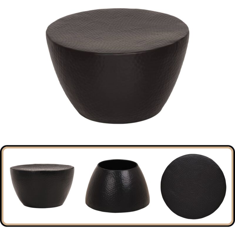 Couchtisch Aluminium Gehämmert ø 50x30 cm Schwarz - Couchtisch - Alu Couchtisch - Gehämmerter Couchtisch - Schwarz Couchtisch - Wohnzimmerschmuck