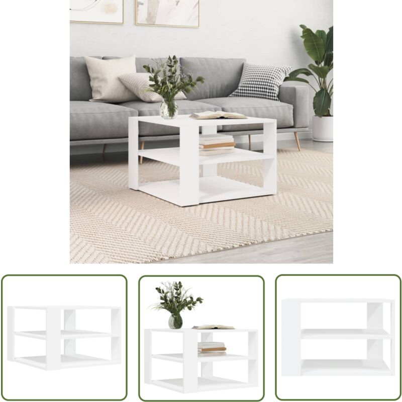 Maison Chic - The Living Store Couchtisch Weiß 59,5x59,5x40 cm Holzwerkstoff - Couchtisch - Wohnzimmerstil - Holzwerkstoff Möbel - Weißer Couchtisch